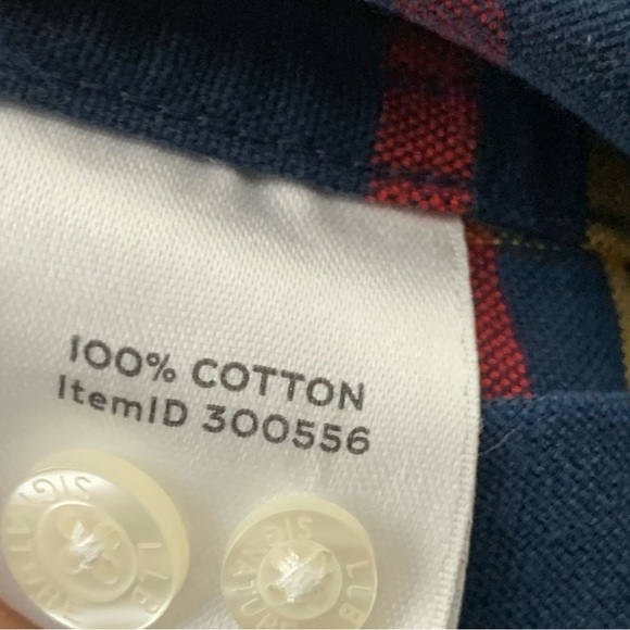 LL Bean Signature Men Size Large Shirt Button Down Top Blue Red Plaid Slim Fit - Picture 8 of 8